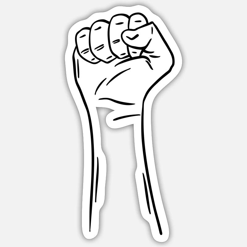 main poing 2 / poing / combat / protestation - Sticker taille S (10 x 10 cm) - blanc mat