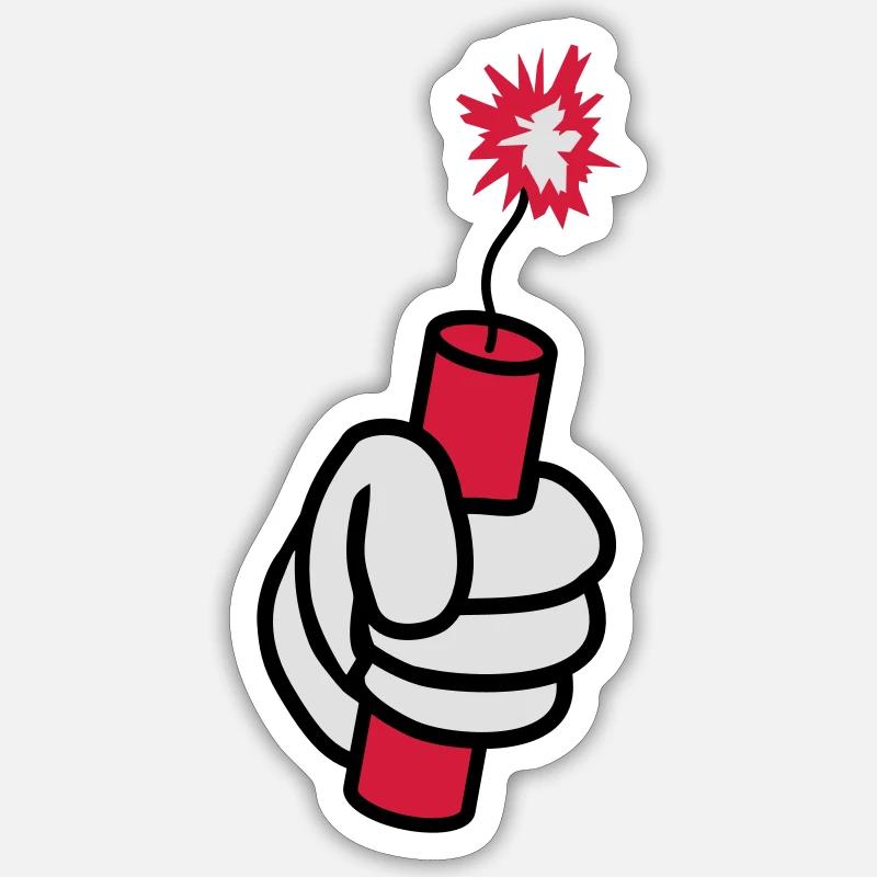 main tnt dynamite exploser ex - Sticker taille S (10 x 10 cm) - blanc mat