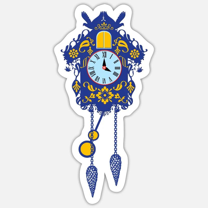 Blue decorative cuckoo clock cuckoo souvenir - Sticker size S (10 x 10 cm) - white matte