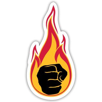 hot flames burn fire fist hand clenched - Sticker size S (10 x 10 cm) - white matte - Front