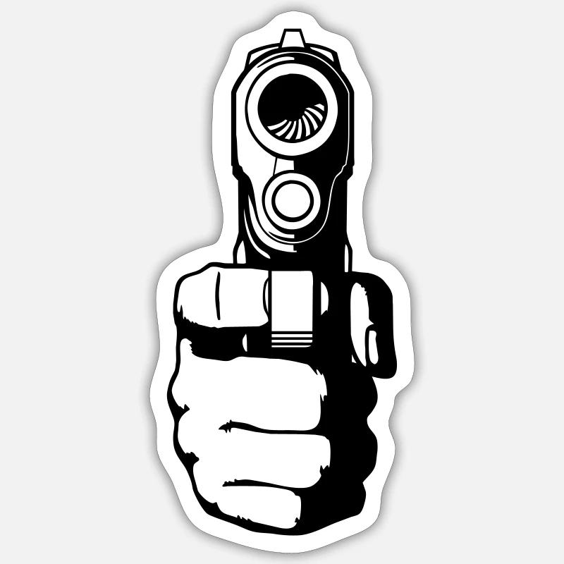 gun - Sticker taille S (10 x 10 cm) - blanc mat