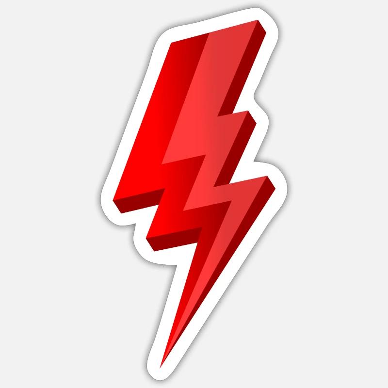 3D red lightning with glossy effect - Sticker size S (10 x 10 cm) - white matte