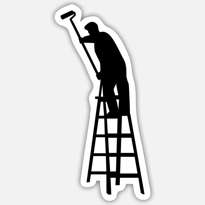 Peintre - Sticker taille S (10 x 10 cm) - blanc mat