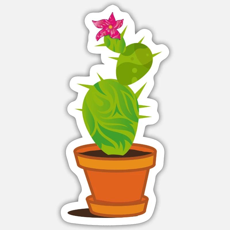 A cactus with blossom - Sticker size S (10 x 10 cm) - white matte