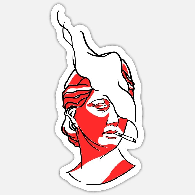 Smoking statue - Sticker size S (10 x 10 cm) - white matte