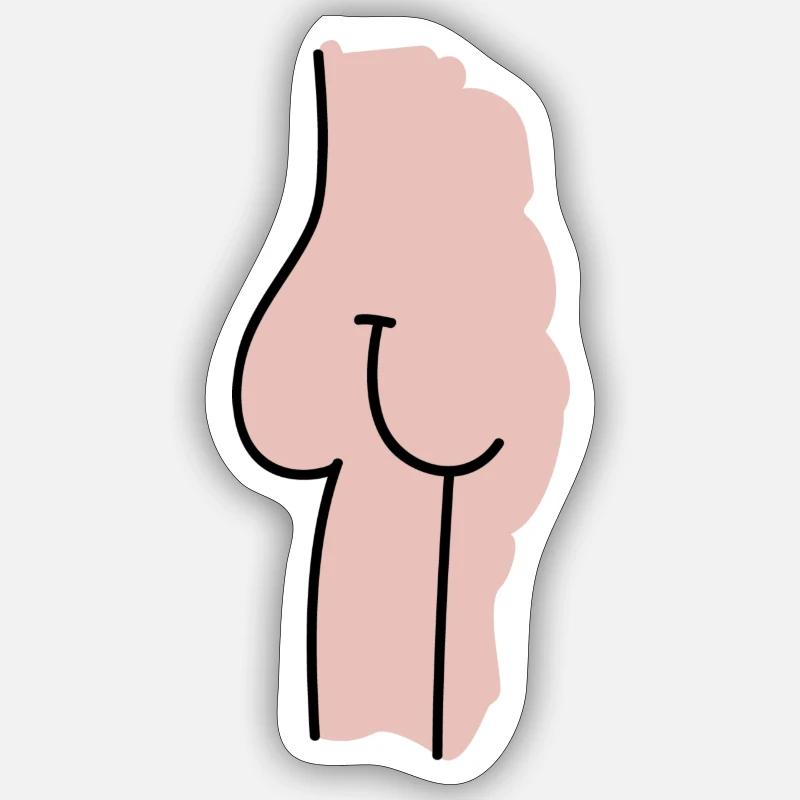 Bare butt illustration gift - Sticker size S (10 x 10 cm) - white matte