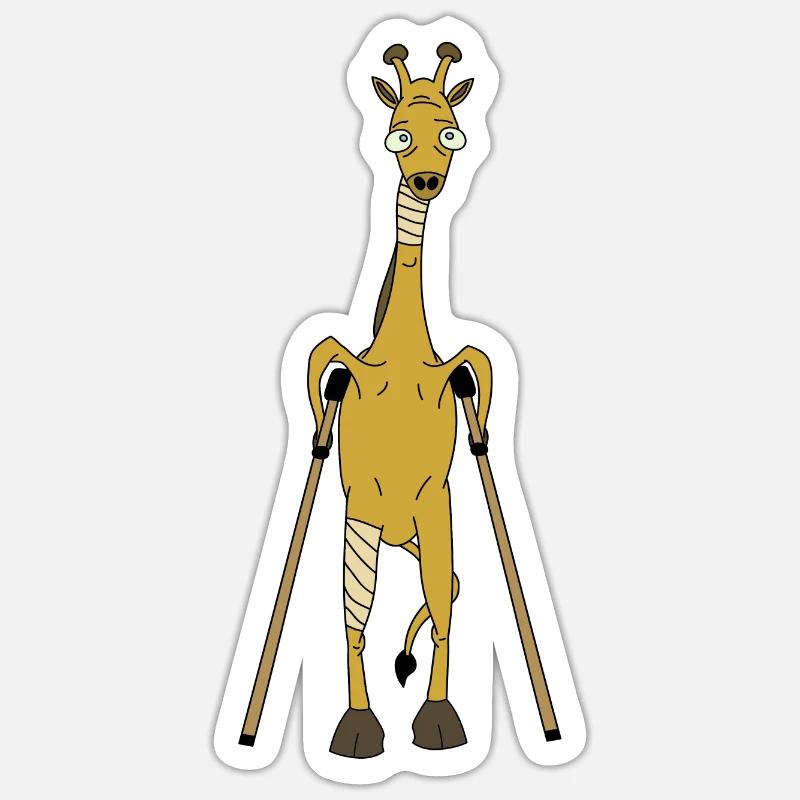 Giraffe on crutches! - Sticker size S (10 x 10 cm) - white matte