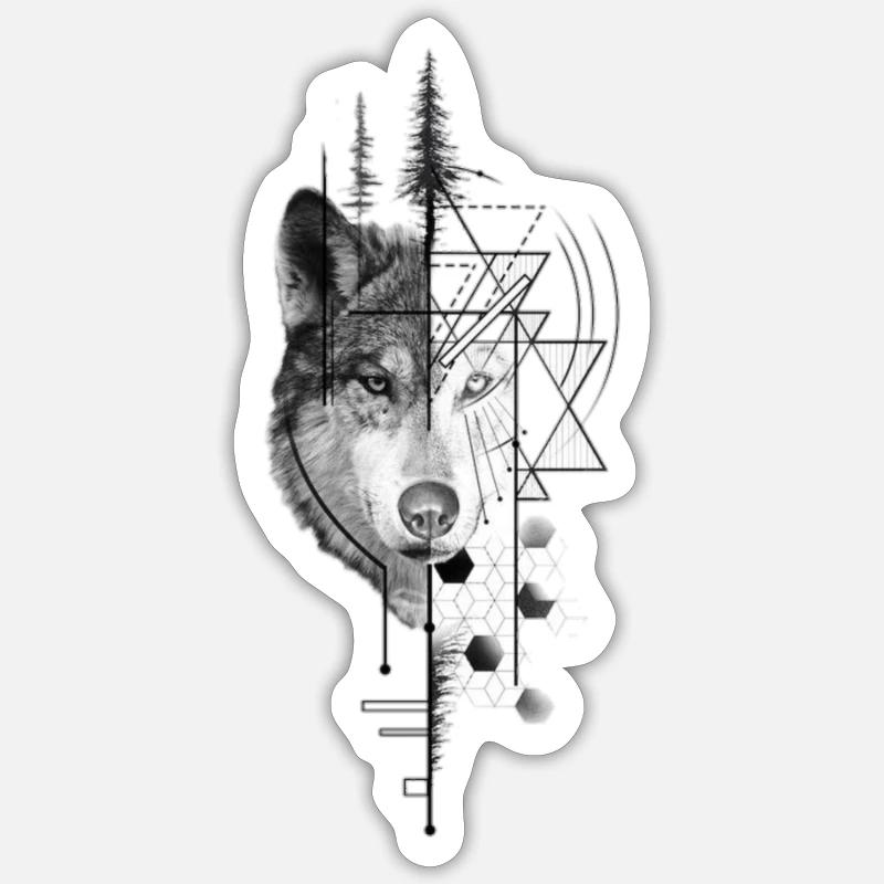 Wolf design - Sticker size S (10 x 10 cm) - white matte
