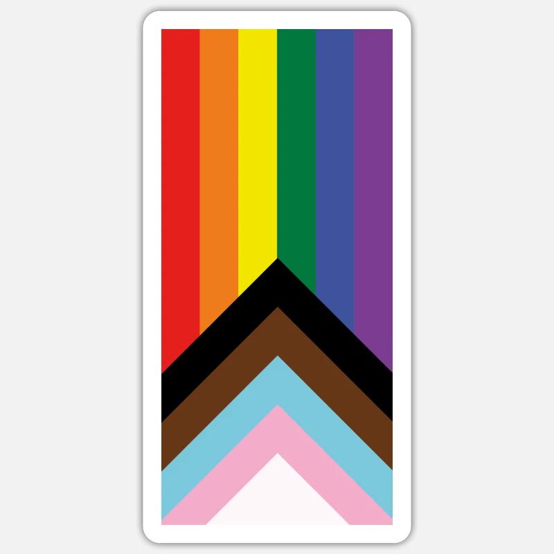Pride flag - Progress Pride flag - Sticker size S (10 x 10 cm) - white matte