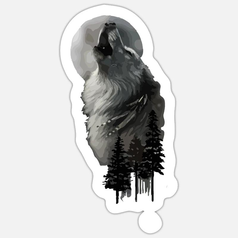 Wolv - Sticker taille S (10 x 10 cm) - blanc mat