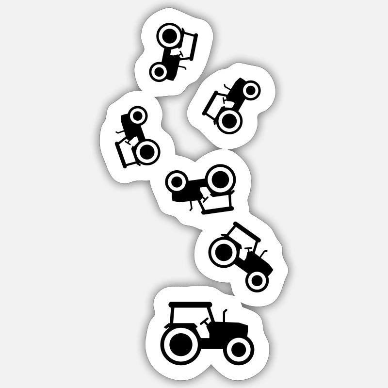 Silhouette de l’icône du tracteur - Sticker taille S (10 x 10 cm) - blanc mat