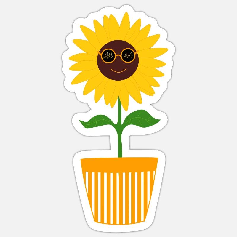 70s Flower Pattern Sunflower - Sticker size S (10 x 10 cm) - white matte