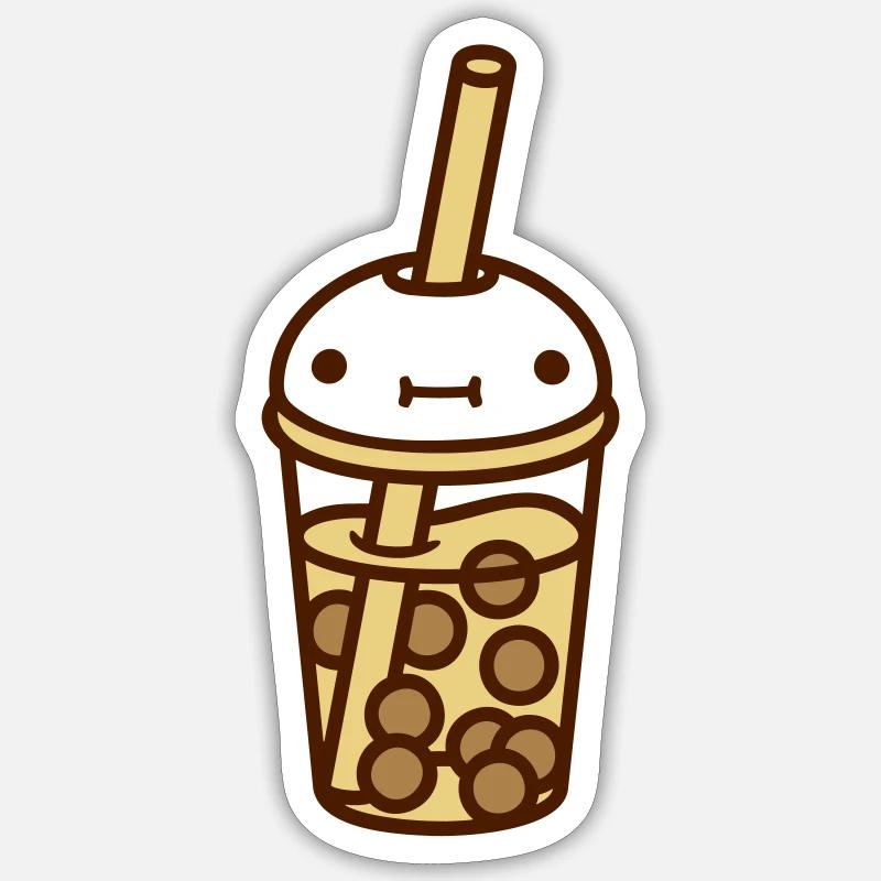 Gesicht Bubble Tea Comic - Sticker Größe S (10 x 10 cm) - Mattweiß