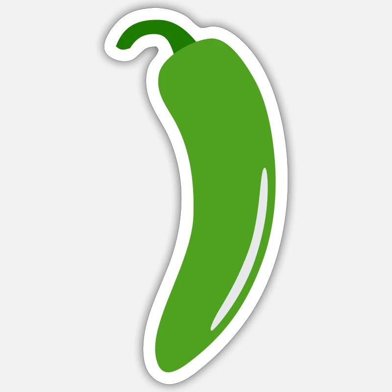 Piment vert - Sticker taille S (10 x 10 cm) - blanc mat