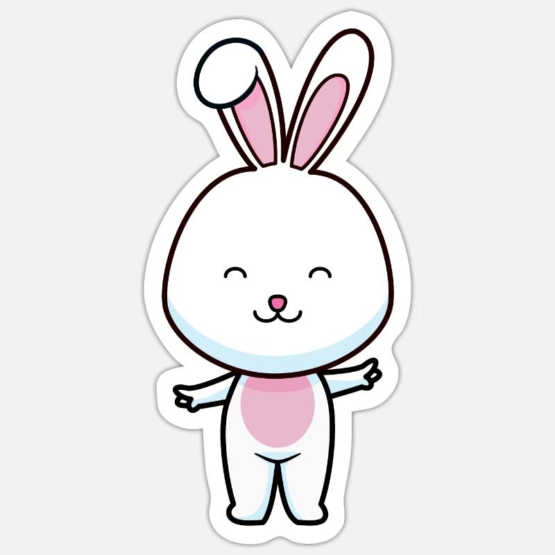 Mignon lapin blanc Sticker taille S (10 x 10 cm)