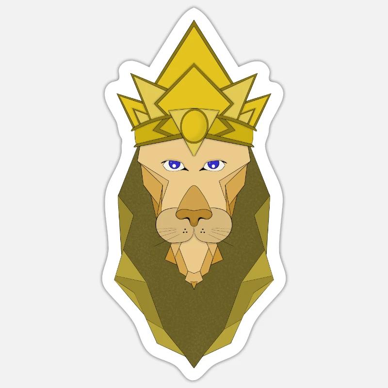 Polygonal emperor lion - Sticker size S (10 x 10 cm) - white matte