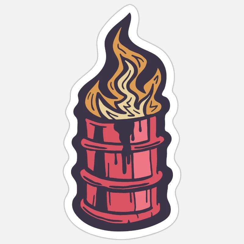 Burning Red Barrel Hobo Fire Pit Sticker size S (10 x 10 cm)