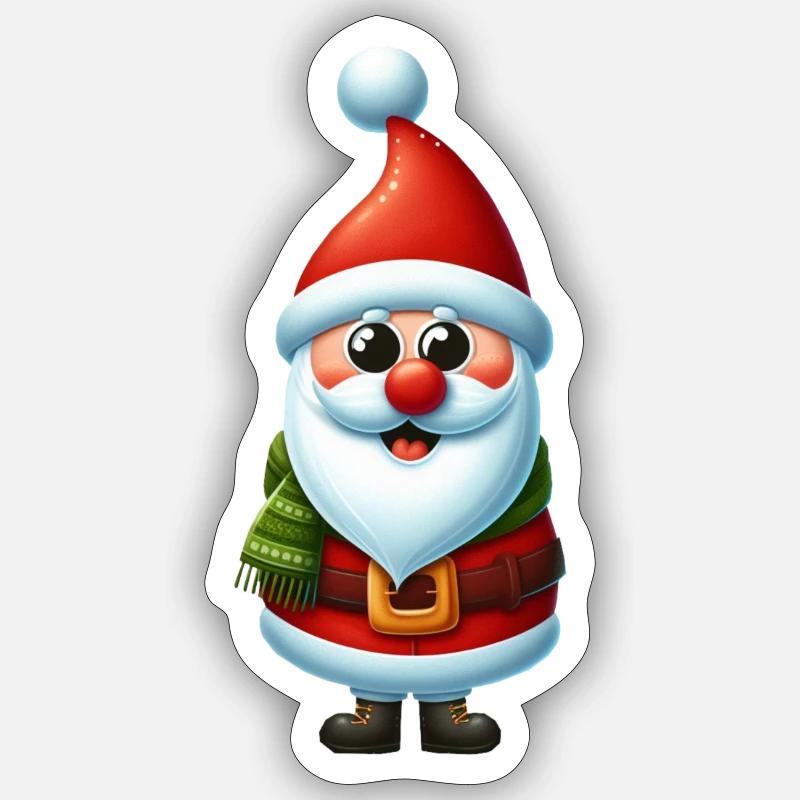 Père Noël - Sticker taille S (10 x 10 cm) - blanc mat