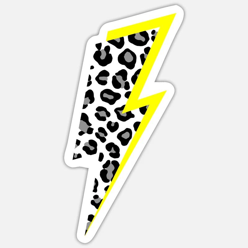 Motif léopard éclair avec ombre jaune fluo Sticker taille S (10 x 10 cm)