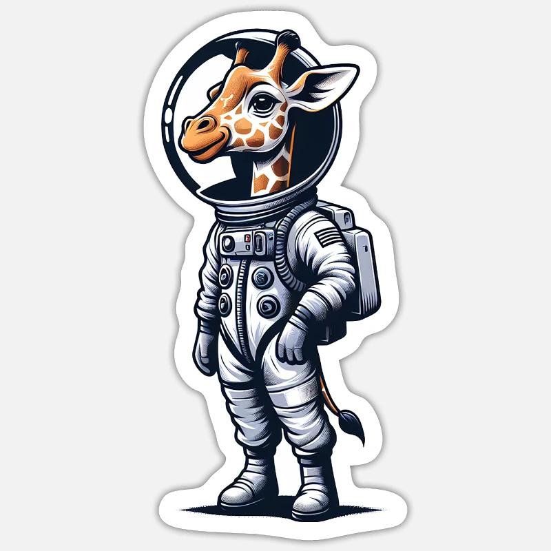 Cute Giraffe Astronaut - Sticker size S (10 x 10 cm) - white matte