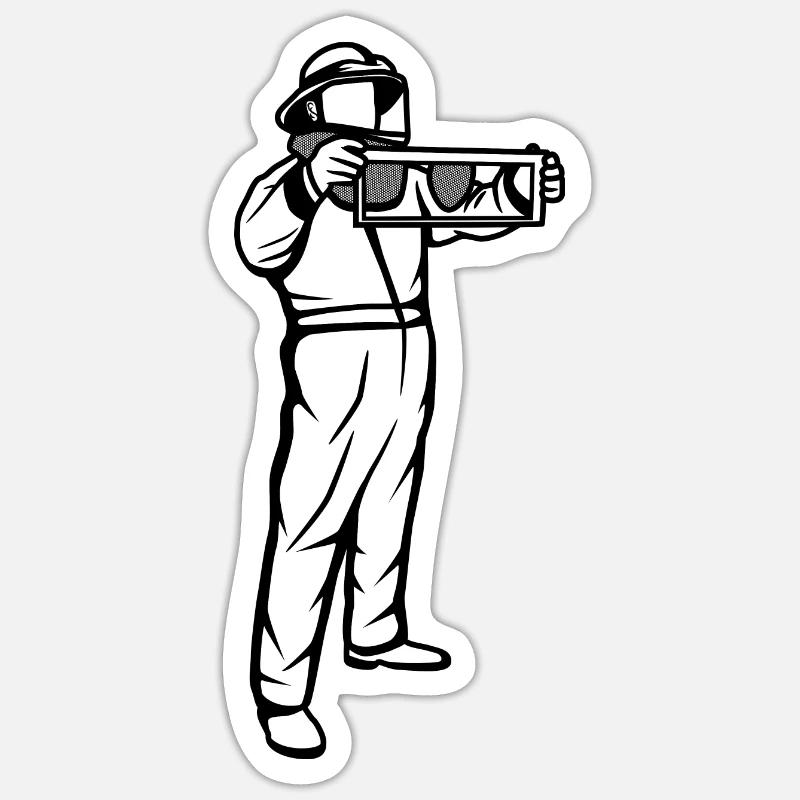 Beekeeper Sketch - Sticker size S (10 x 10 cm) - white matte