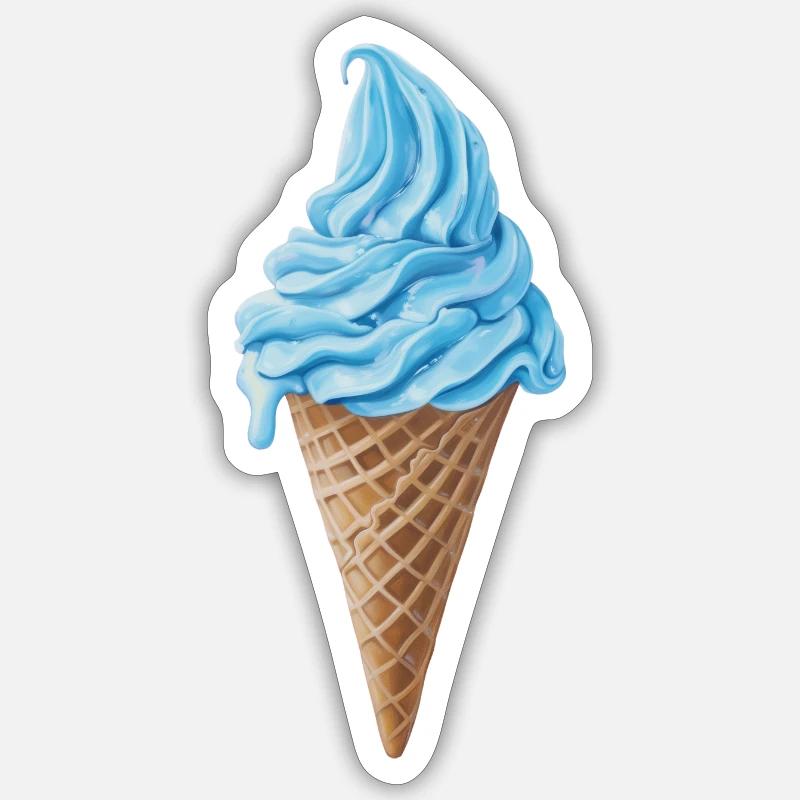 Glace bleue - Sticker taille S (10 x 10 cm) - blanc mat
