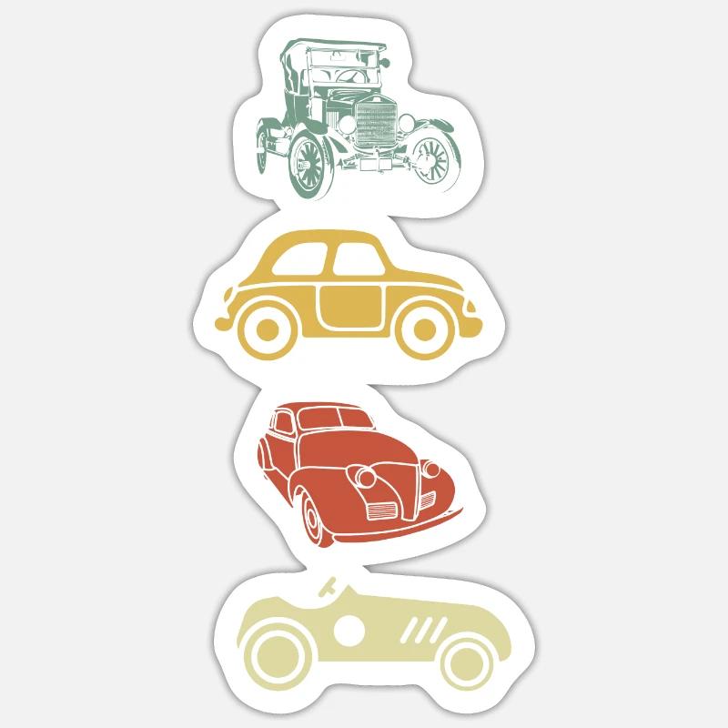 Oldtimer Retro Auto - Sticker Größe S (10 x 10 cm) - Mattweiß