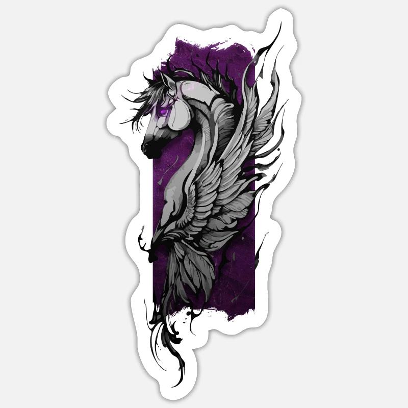 Harmonie céleste : Cheval ailé - Sticker taille S (10 x 10 cm) - blanc mat