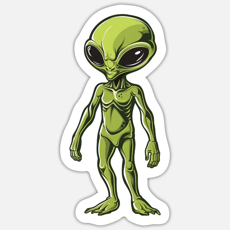 Petit extraterrestre - Sticker taille S (10 x 10 cm) - blanc mat