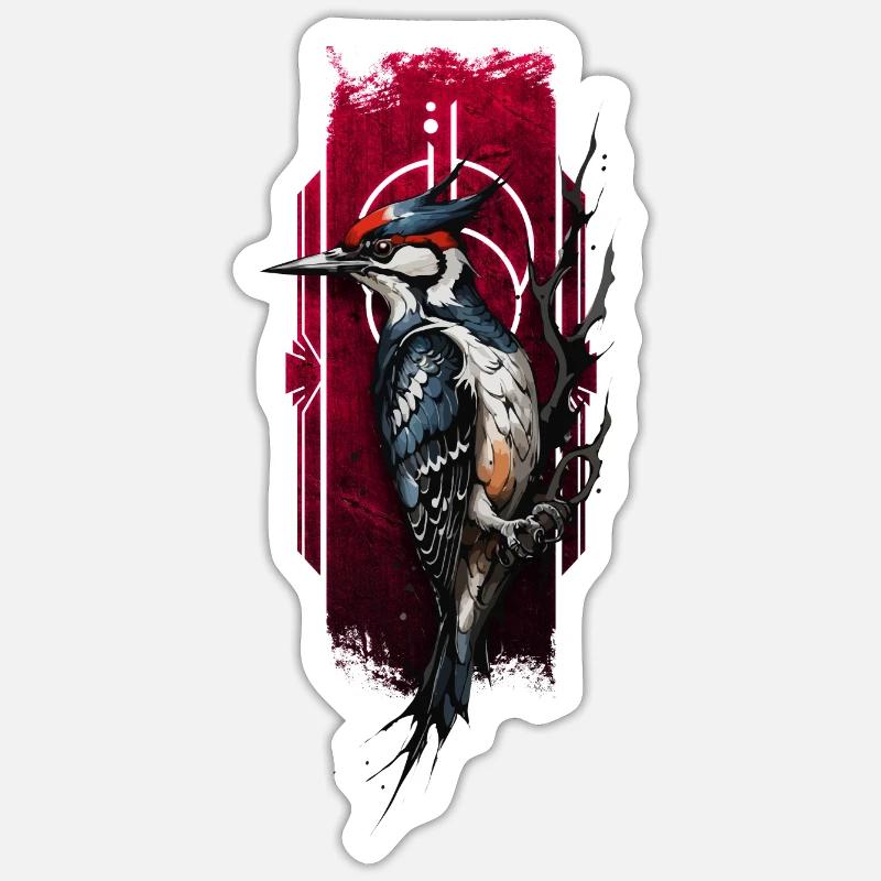 Lebhafter Spechtvogel - Sticker Größe S (10 x 10 cm) - Mattweiß