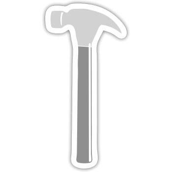 Værktøj hammer - Sticker størrelse S (10 x 10 cm) - mat hvid - Foran