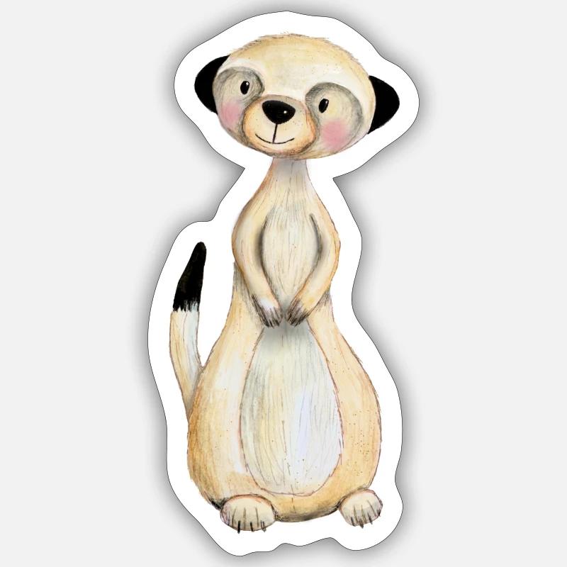 Emmi Erdmännchen - Sticker Größe S (10 x 10 cm) - Mattweiß