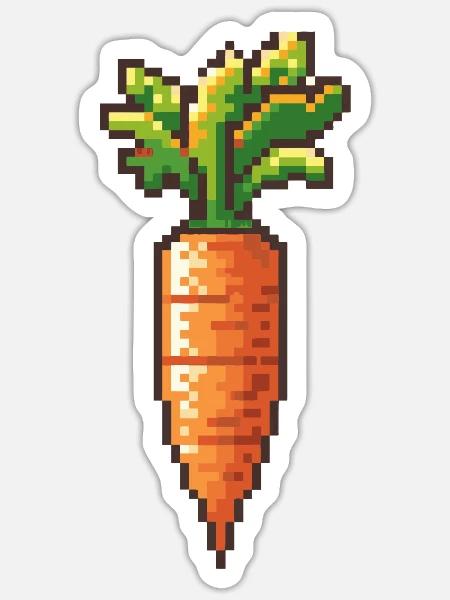 Karotte Pixel Gamer - Sticker Größe S (10 x 10 cm) - Mattweiß
