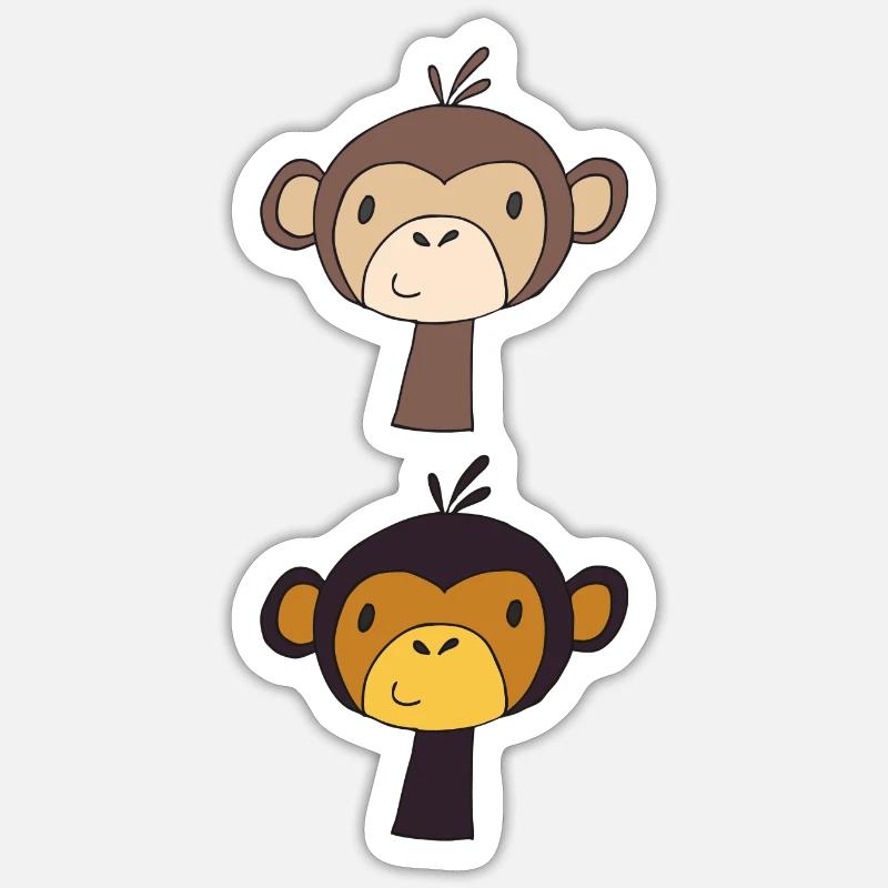 Amis Singes - Sticker taille S (10 x 10 cm) - blanc mat