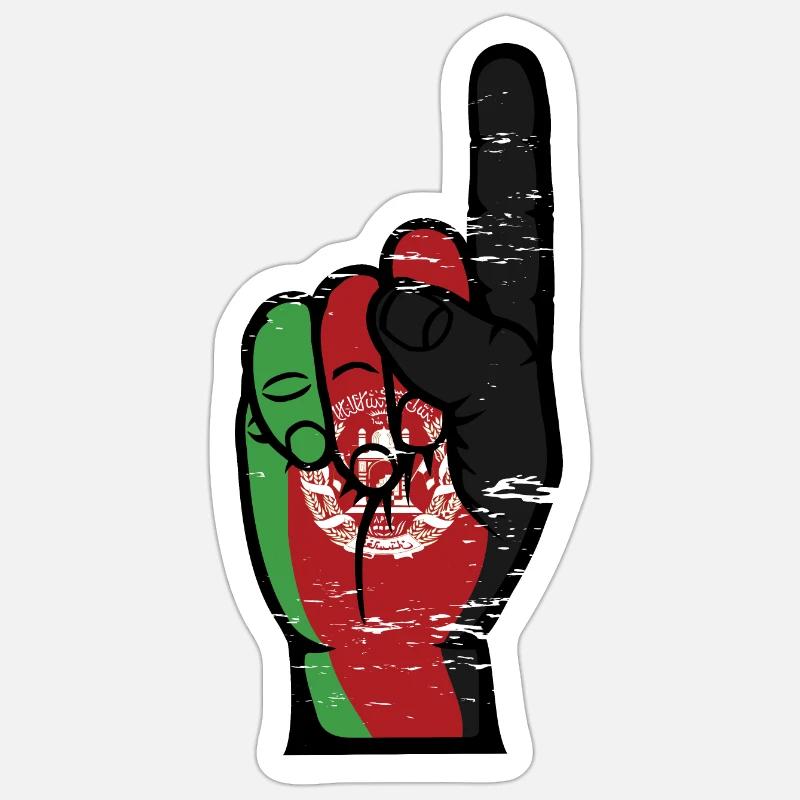 Drapeau de l’Afghanistan numéro 1 utilisé - Sticker taille S (10 x 10 cm) - blanc mat