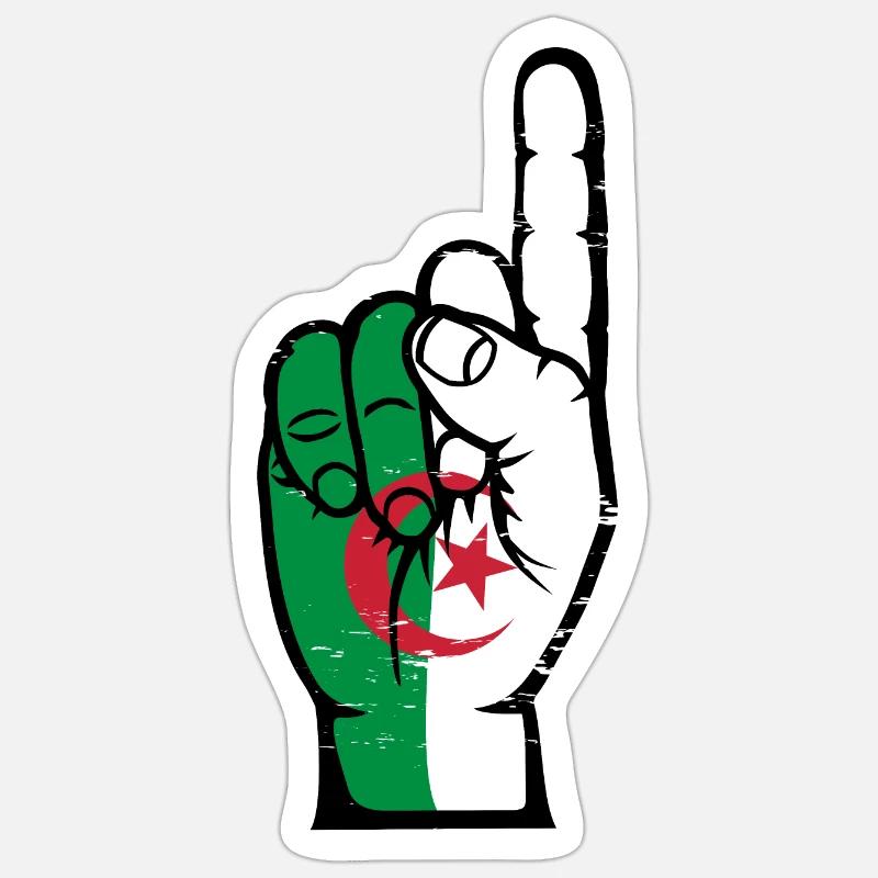 Drapeau de l’Algérie numéro 1 utilisé Sticker taille S (10 x 10 cm)