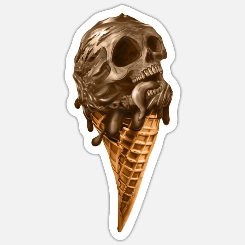 Softeis mit ätherischem Totenkopf - Sticker Größe S (10 x 10 cm) - Mattweiß