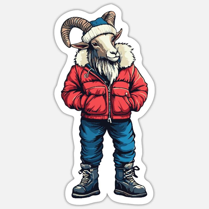 Mountain Goat Funny Winter - Sticker size S (10 x 10 cm) - white matte