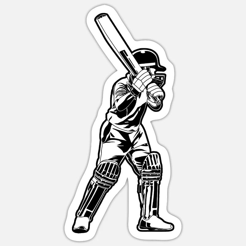 Cricketer Sketch - Sticker size S (10 x 10 cm) - white matte