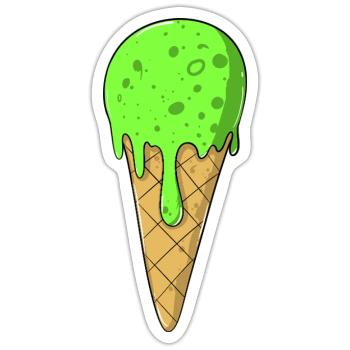Crème glacée | Glace verte Crème glacée | Glaces - Sticker taille S (10 x 10 cm) - blanc mat - Devant