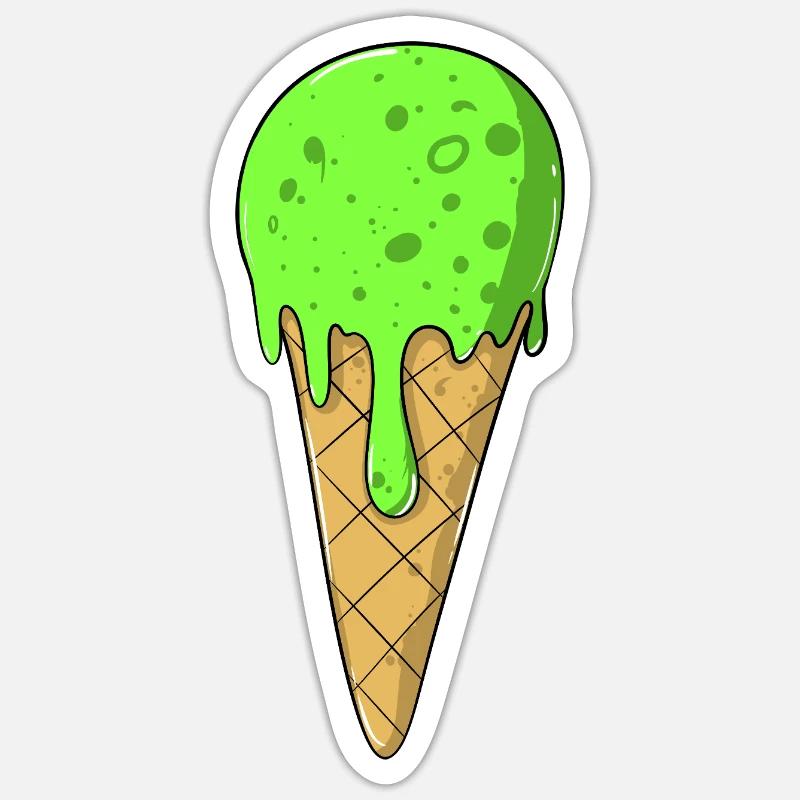 Crème glacée | Glace verte Crème glacée | Glaces Sticker taille S (10 x 10 cm)