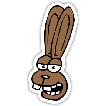 Hase Kaninchen Häschen Cartoon albern Hasenzähne - Sticker Größe S (10 x 10 cm) - Mattweiß - Vorne