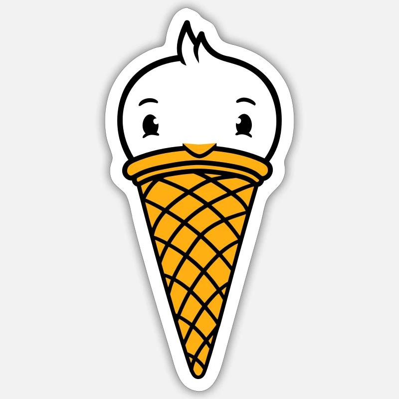 Vogel Eis Waffel Waffeleis Kugeln Eiscreme Eistüte Sticker Größe S (10 x 10 cm)