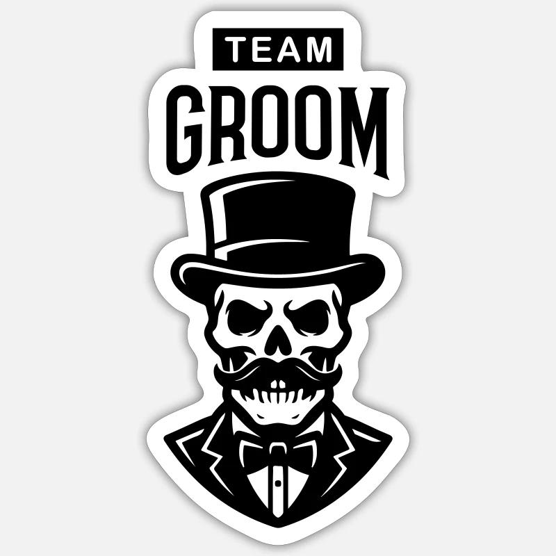 Team Groom Skeleton - Sticker taille S (10 x 10 cm) - blanc mat