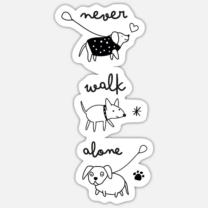never walk alone - Sticker size S (10 x 10 cm) - white matte