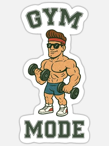 Gym Mode Fitness Cartoon - Sticker Größe S (10 x 10 cm) - Mattweiß