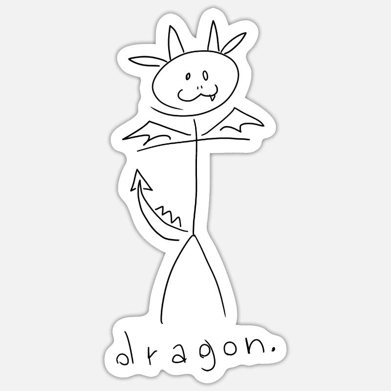 Smok. (czarne linie) (przez Leni Riosa) Naklejka rozmiar S (10 x 10 cm)