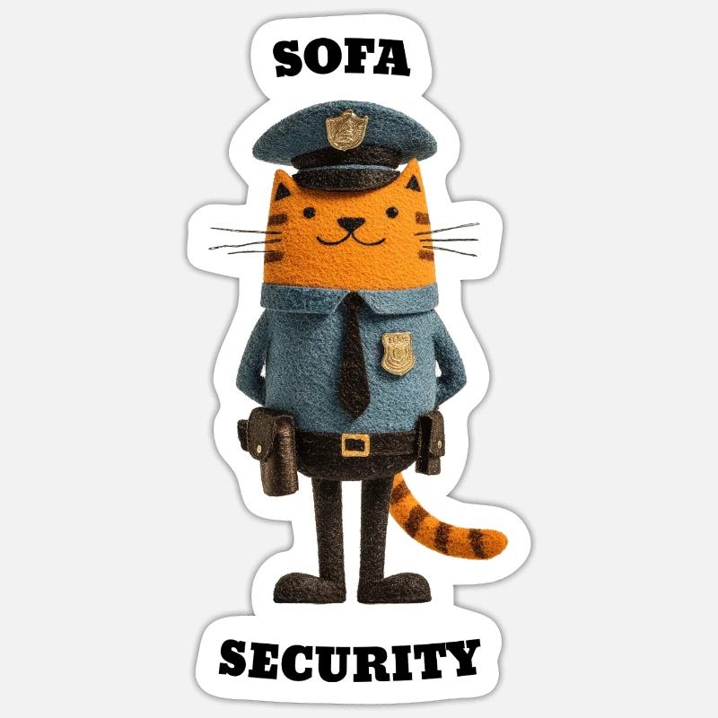 Sofa Security - Funny Cats Illustration - Sticker size S (10 x 10 cm) - white matte