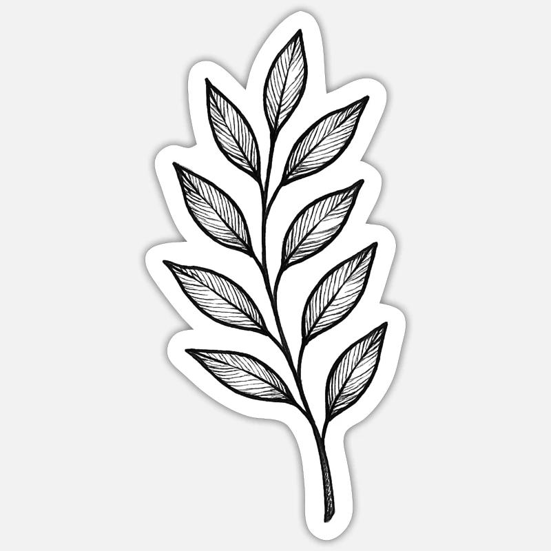 Black Leaves Gloss Pattern - Sticker size S (10 x 10 cm) - white matte