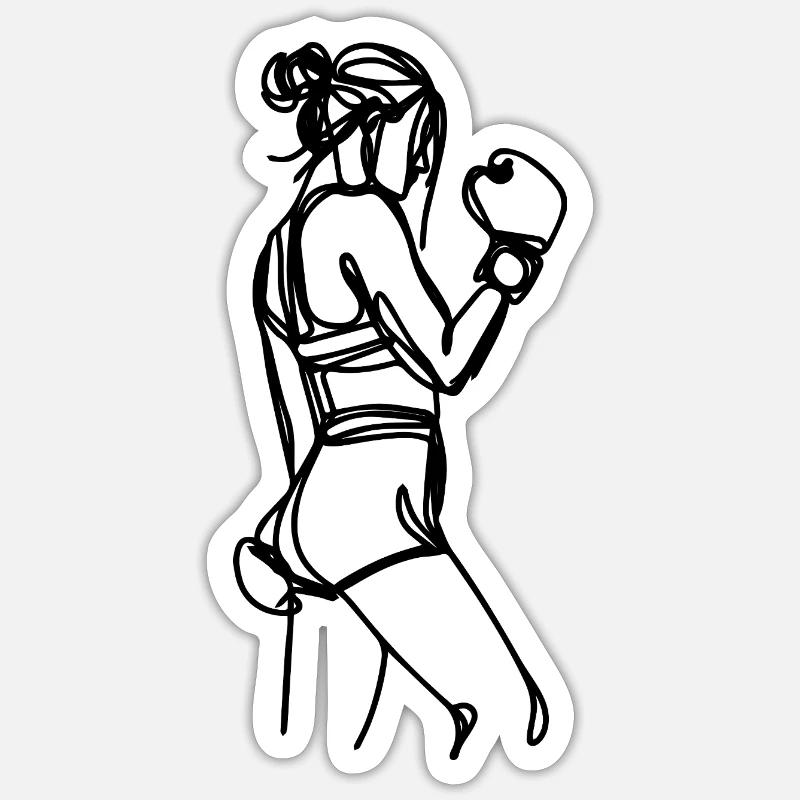 Sketch de la Boxeuse Sticker taille S (10 x 10 cm)